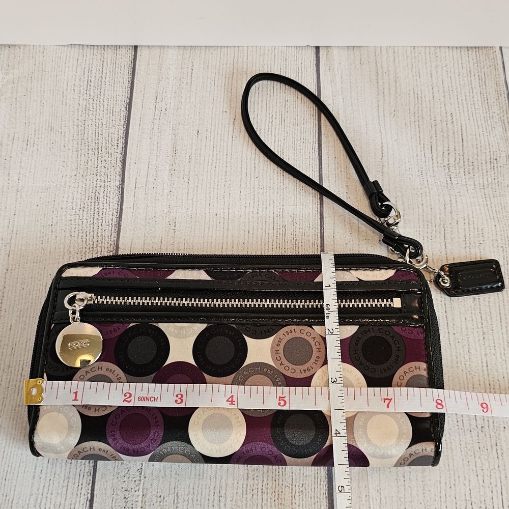 Coach Madison Op Art Long Wallet in Purple, Black, Cream and Tan - Picture 8 of 8